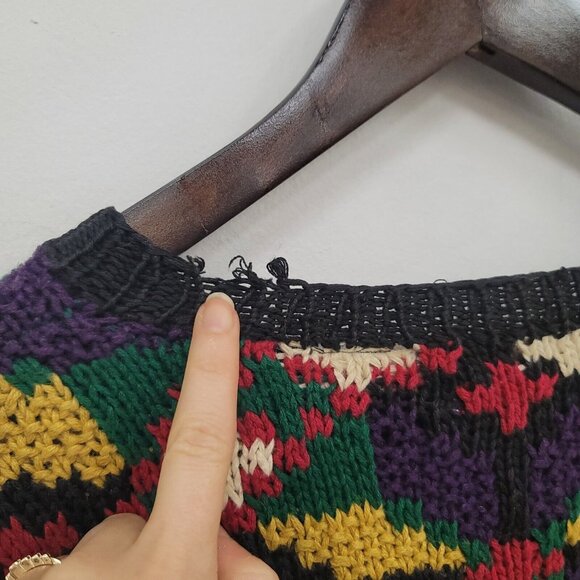 Vintage Northern Isles Mens Holiday Sweater Size L Multicolor 80S Grandpacore - Picture 4 of 11